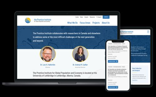 The Prentice Institute - University of Lethbridge responsive web design screenshots