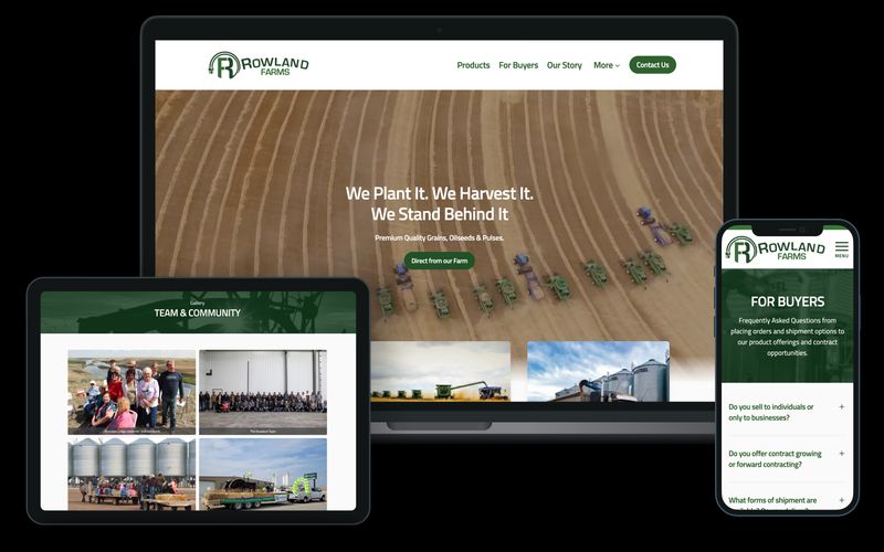 Rowland Farms: Modern, multi-page site for a family agri-business.